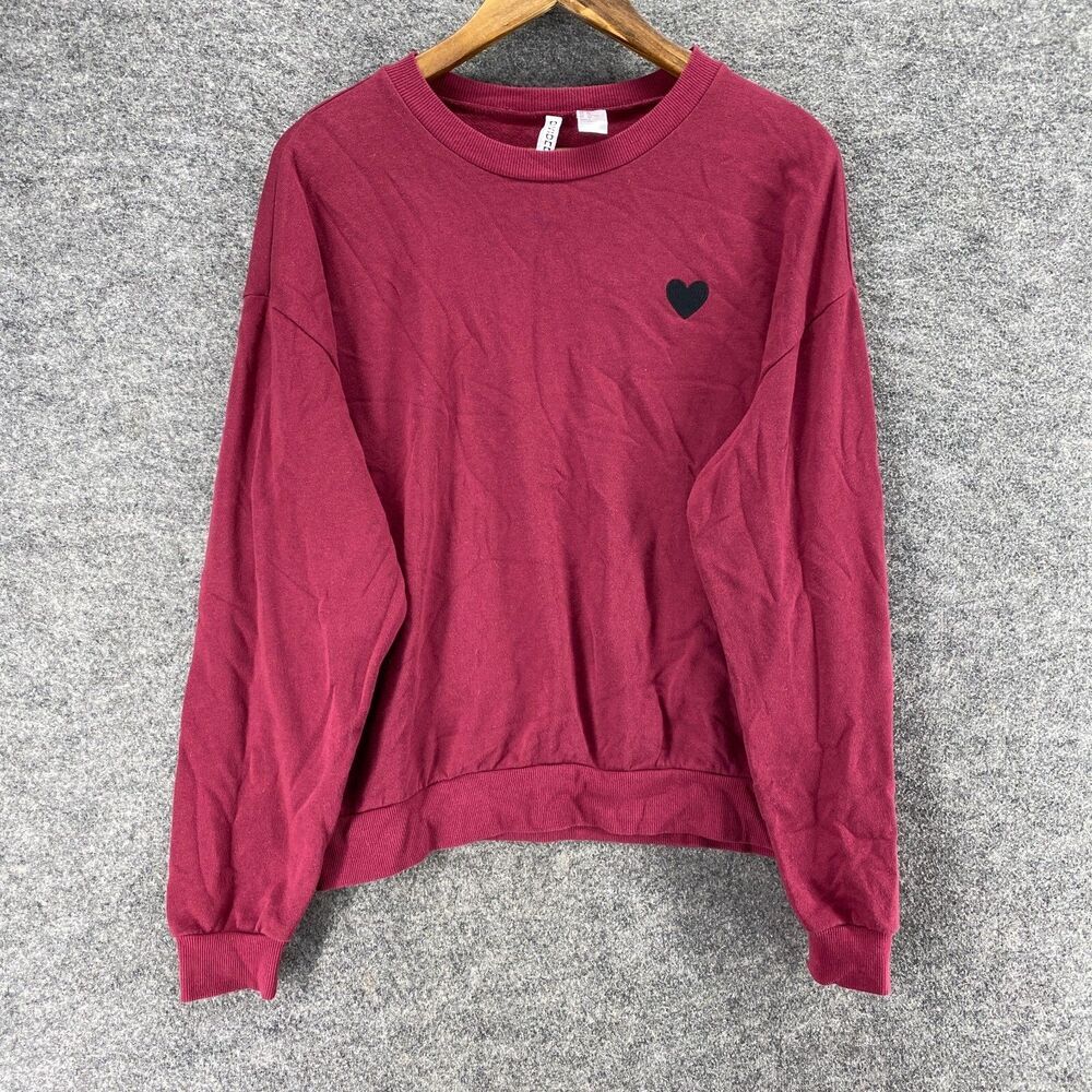 Divided Sweater Pullover Women XL Purple Knit Crew Neck Long Sleeve Cotton